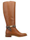 Leather Women's Boots with Zipper Farrah Tabac Brown