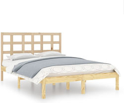 Κρεβάτι Διπλό από Μασίφ Ξύλο Φυσικό με Τάβλες για Στρώμα 150x200cm