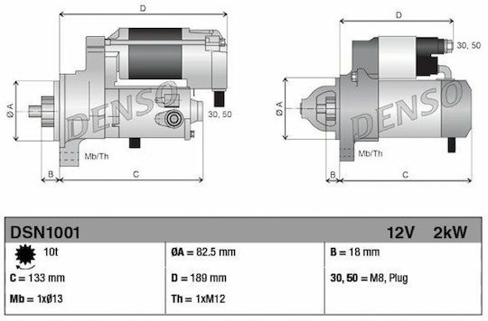 Denso Μίζα Αυτοκινήτου για Mercedes-Benz C Class / E Class