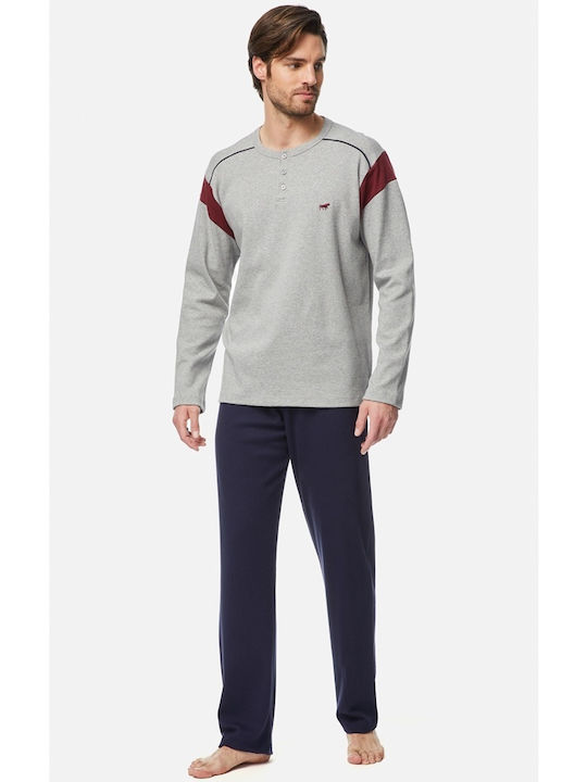 Minerva Bull Men's Winter Pajamas Set Gray