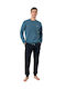 Vamp Men's Winter Cotton Pajamas Set Blue