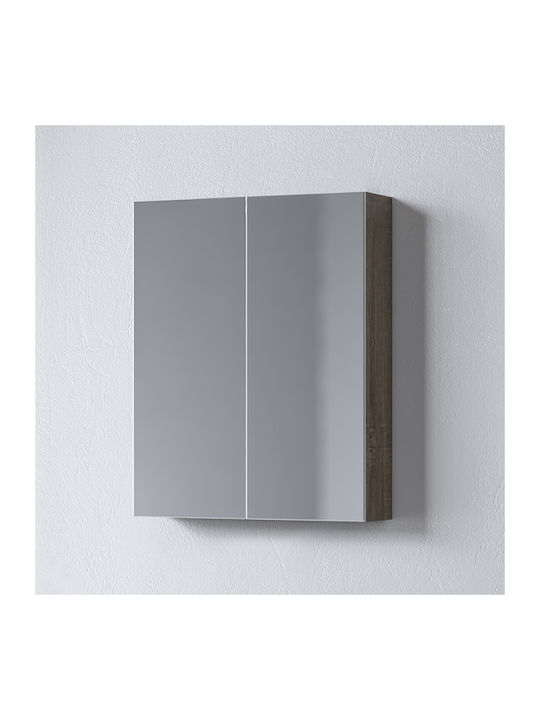 Martin Siena 55 Rechteckiger Badezimmerspiegel aus Spanplatte mit Schrank 52x65cm Sonoma Dark