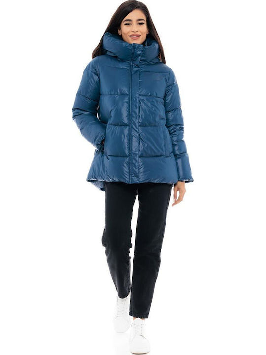Kurz Damen Puffer Jacke für Winter Marineblau