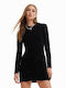 Desigual Mini All Day Φόρεμα Μακρυμάνικο Μαύρο