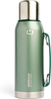 Emerson Bottle Thermos Stainless Steel BPA Free Green 1lt with Cap-Cup and Handle