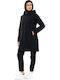 Women's Long Puffer Jacket for Winter with Hood Black