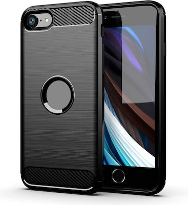 Forcell Carbon Silicone Back Cover Black (iPhone SE 2020)