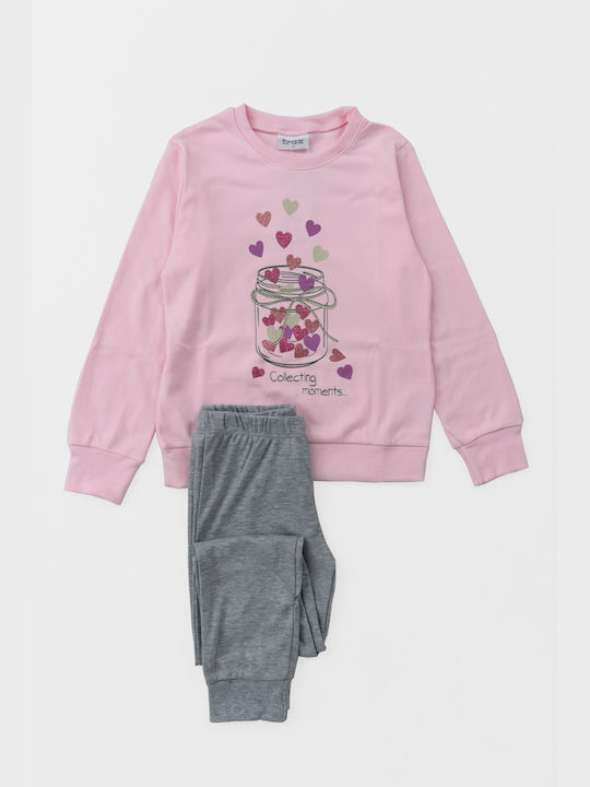 Trax Set Top & Bottom Kids Winter Pyjamas Pink