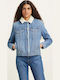 Original Women's Short Jean Jacket for Winter Blue