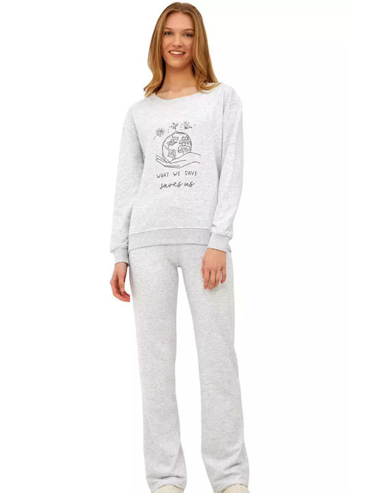 Harmony Winter Women's Pyjama Set Cotton Gray