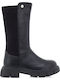 Suede Kids Boots with Zipper Black