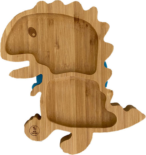 Baby Donkey Baby Food Plate Dinosaur made of Bamboo Brown