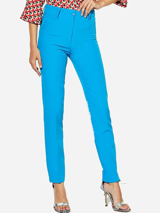 Forel Women's Cotton Trousers in Slim Fit Ciel