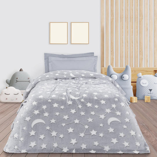 Das Home Κουβέρτα Fleece Glowing Fleece Γκρι 160x220εκ.