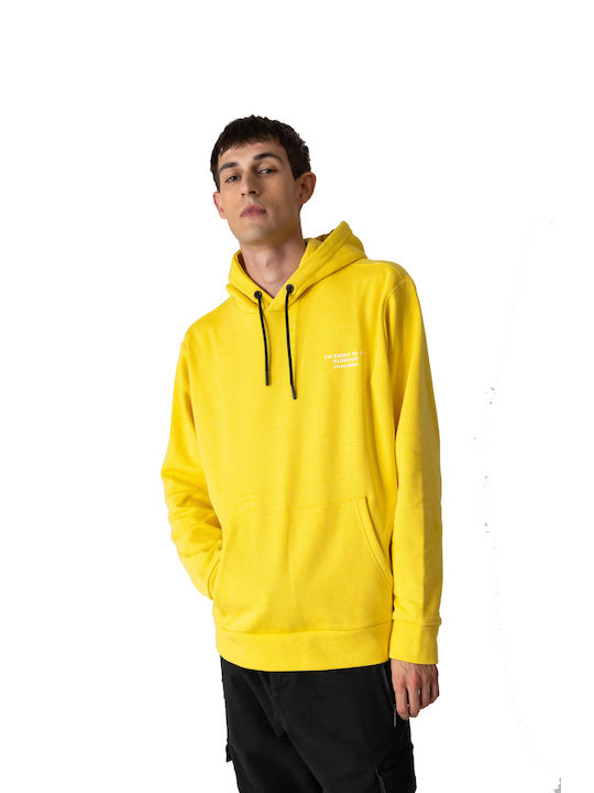 Splendid Men's Sweatshirt with Hood and Pockets Yellow