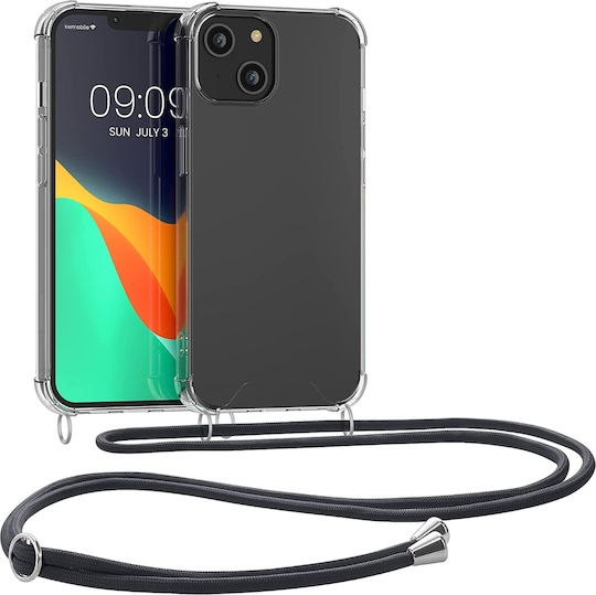 KWmobile Back Cover Silicone with Strap Transparent / Gray (iPhone 14)