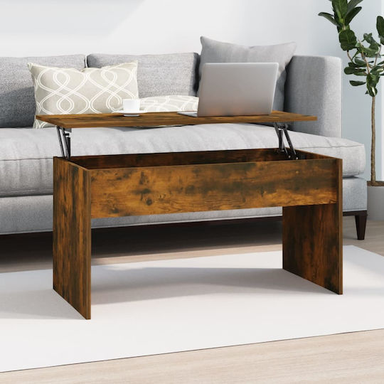 Rectangular Central Wooden Coffee Table with Lifting Mechanism Brown W102xD50.5xH52.5cm