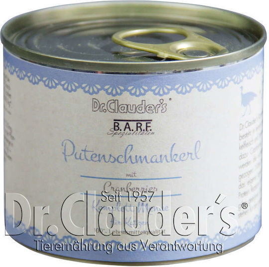 Dr.Clauder's B.A.R.F. Complete Menu Wet Food for Cats in Cans with Turkey 200gr