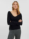 Vero Moda Women's Blouse Long Sleeve with V Neckline Black