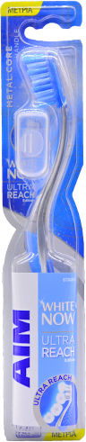 AIM White Now Ultra Reach Toothbrush Medium Light Blue