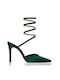 Sante Pointed Toe Stiletto Green High Heels with Strap