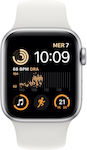 Apple Watch SE 2022 Aluminium 40mm Αδιάβροχο με Παλμογράφο (Silver with White Sport Band)