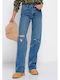 Hoch tailliert Damenjeans mit Rissen