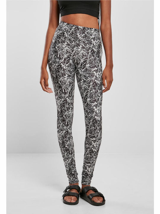 Women's Long Legging High Waisted Black Paint