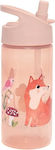 Petit Monkey Woodland Pink Sticlă pentru Copii Plastic cu Pai Roz