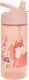 Petit Monkey Woodland Pink Kinderflasche Kunststoff mit Strohhalm Rosa 380ml