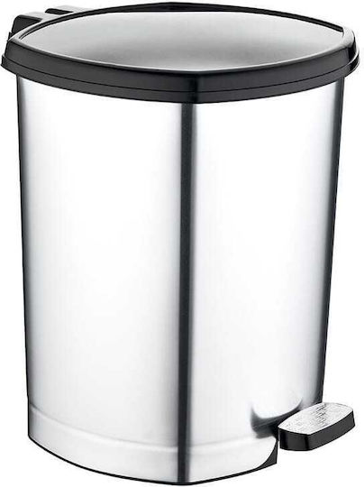Ozer Plastik Plastic Waste Bin with Pedal Silver 50L