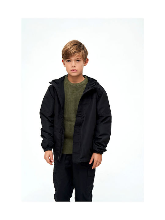 Brandit Kids Casual Jacket short Windproof Hooded Black