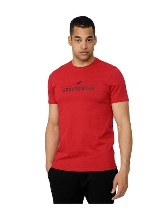 4F T-shirt Bărbătesc cu Mânecă Scurtă Roșu