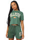 Ellesse Women's Summer Crop Top Cotton Short Sleeve Green