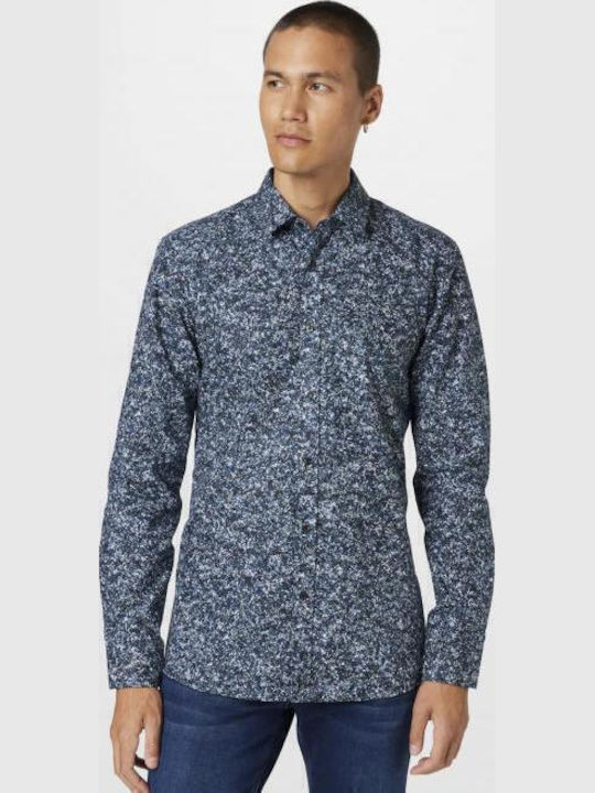 Elisha02 Long Sleeve Cotton Slim Fit Shirt in Navy Blue