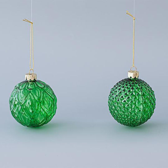 Hängendes Kugel Ornament Ornament Glas Grün 8cm Set 4Stück