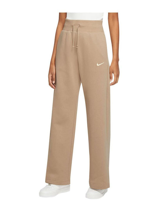 Sportswear High Waist Sweatpants Wide Fleece Beige