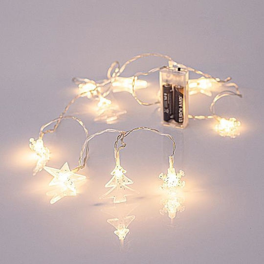 10 Lights LED 1.85m. Warm White Battery in String 1pcs