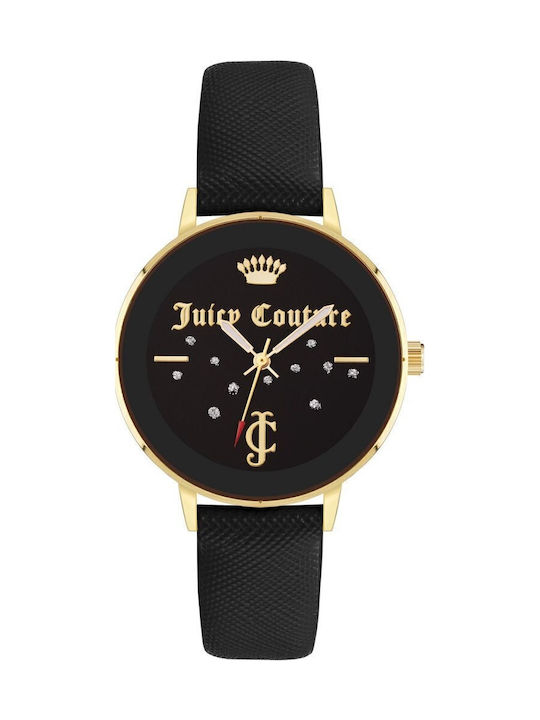 Juicy Couture Γυναικείο Ρολόι 38mm Μπαταρίας με Μαύρο Δερμάτινο Λουράκι