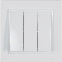 Eurolamp Recessed Electrical Lighting Wall Switch with Frame Basic White