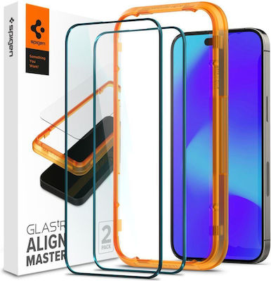 Spigen GLAS.tR ALIGNmaster Full Face Tempered Glass 2τμχ Μαύρο (iPhone 14 Pro Max)