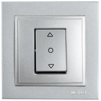 Eurolamp Recessed Electrical Rolling Shutters Wall Switch with Frame Basic Silver 152-10413