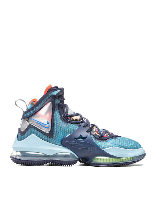 LeBron 19 inalti Pantofi de baschet Albastru Înnegrit / Albastru Uzat / Verde Atomic / Albastru Mediu