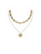 Guess Falling In Love Necklace Double with design Heart from Gold Plated Steel with Zircon