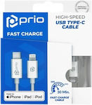 Prio USB-C la Cablu Lightning Alb 1m