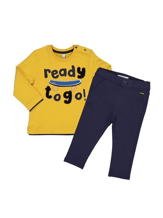 Set - Yellow Ready to Go blouse and dark blue trousers