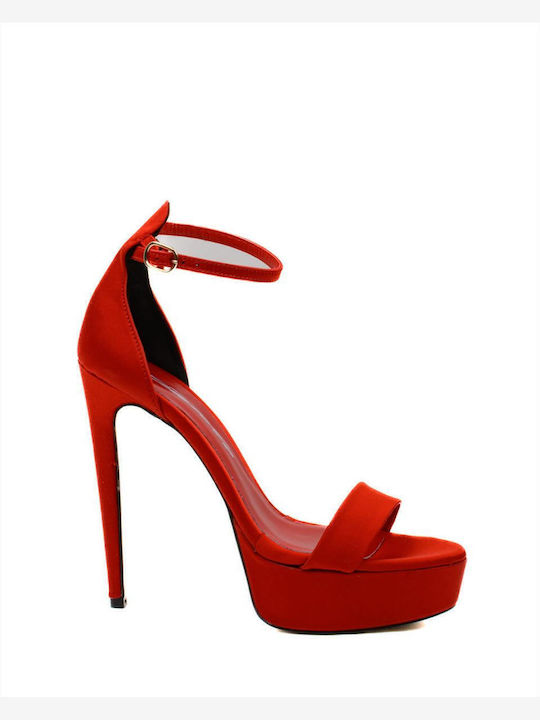 Stoff Sandalen Rot