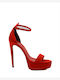 Stoff Sandalen Rot