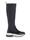 Suede Medium Heel Women's Boots with Zipper Black