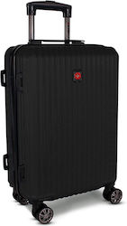Swissbrand Riga Βαλίτσα Καμπίνας με ύψος 55cm σε Μαύρο χρώμα